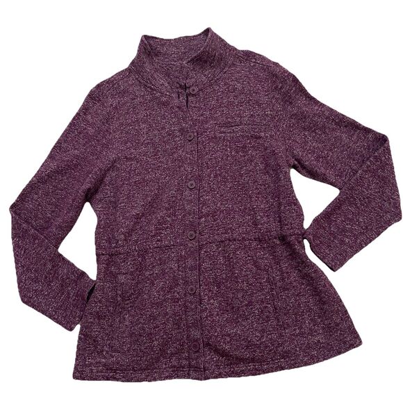 Duluth Trading Hemp Blend Knit Jacket Adjustable Waist Heathered Purple Size XL - Picture 1 of 10